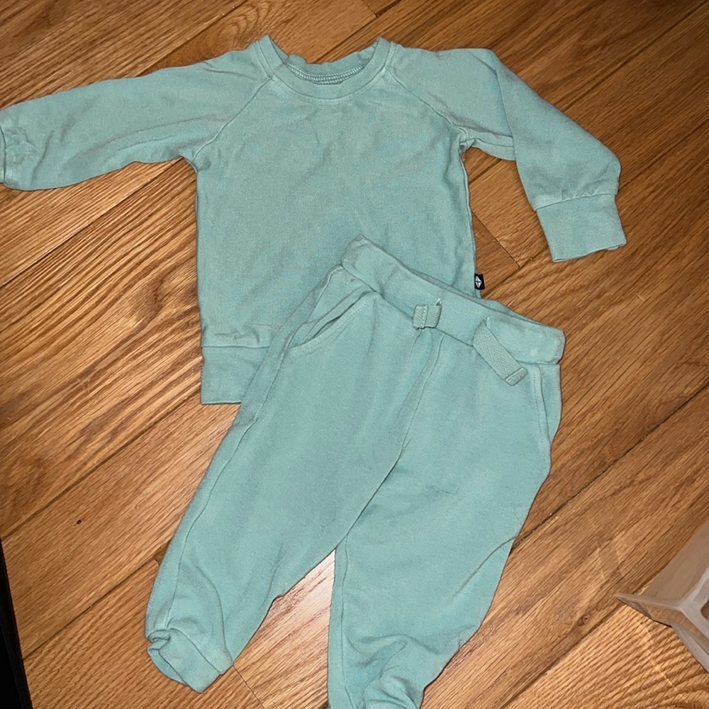 Kyte Bamboo Jersey Jogger Set in Wasabi (Mint Green color), 6-12 mo. Perfect Con